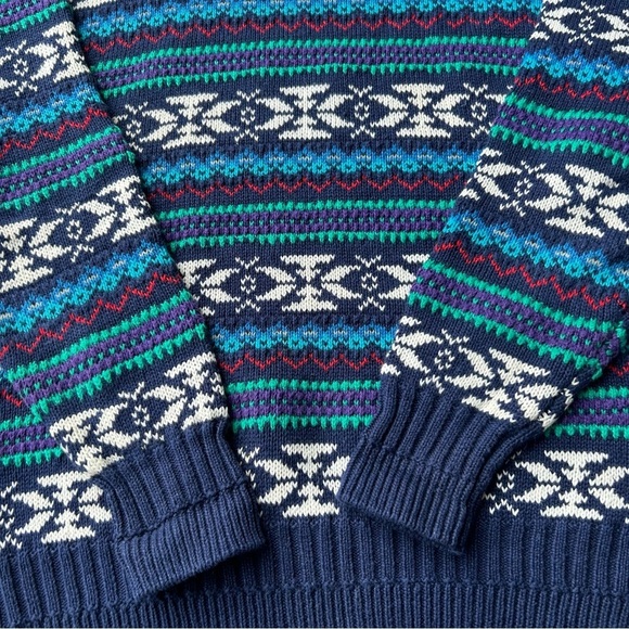 Vintage Northern Isles Blue Fair Isle Crew Neck Sweater Made in  Hong Kong - Picture 8 of 15